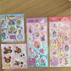 ディズニープリンセス&ジャッキー ぷっくりシール4点セット