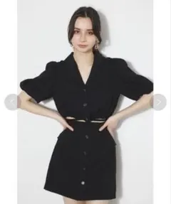 rienda トップス ドローストリングヘムショートシャツ 黒