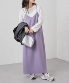 パープル キャミワンピース ロング