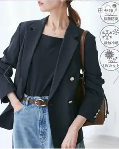 新品★ロペピクニック　抗菌防臭・接触冷感・UVカットカナパ　金ボタン　ジャケット