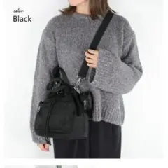 巾着ショルダーバッグ ブラック 2way 斜め掛け　ポシェット　匿名配送