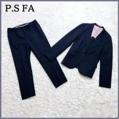 美品✨ P.S.FA パンツスーツ セットアップ ネイビー ストライプ 洗える