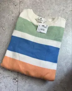 新品タグ付！H&M/エイチアンドエム 爽やかボーダーコットンニット/セーター