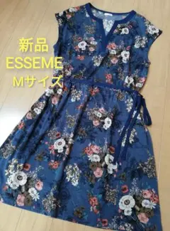 新品 ESSEME エシーム 鹿の子 花柄 レトロ ワンピース M レディース