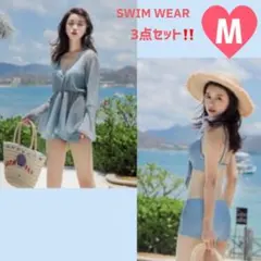可愛い♡水着 スイムウェア 親子ペア 羽織 3点セット ビキニ 体型カバー M