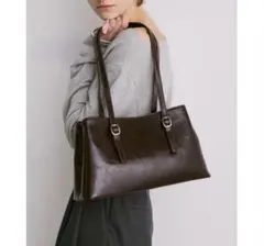 ヴィンテージライクダブルハンドルバッグ un/ neu ブラウン