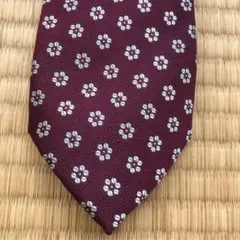 Simplicite plus 花柄 ネクタイ バーガンディ