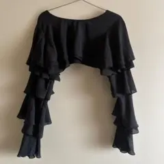 Heather フリル長袖トップス Fサイズ 黒