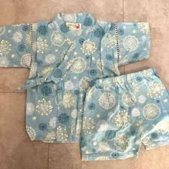 女の子 甚平 水色 花火模様 90㎝