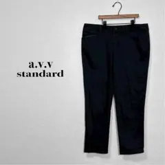 アーヴェヴェ　クロップドパンツ　ストレッチ　カジュアル　ブラック　サイズXL