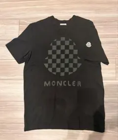 MONCLER チェック柄ロゴ Tシャツ ブラック - メルカリ