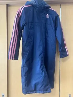 adidas フード付きロングコート ネイビー