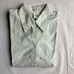 GAP ブルーグリーンチェック ボタンダウン長袖シャツ レディース