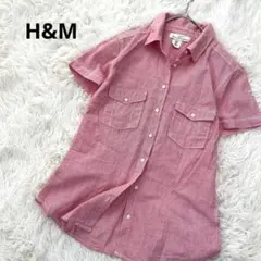 H&M エイチアンドエム シャツ ストライプ タック入り ロールアップ 綿100