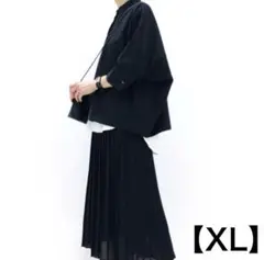 【美品✨】ユニクロ プラスJ スーピマコットンドルマンスリーブシャツ XL 黒