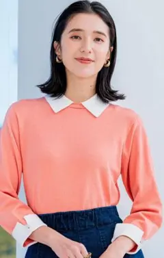 【新品】組曲Ｌ Elena襟付きニットプルオーバー