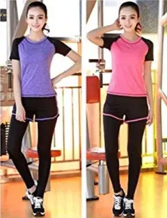 【スポーツ／トレーニングウェア】Lサイズ 上下セット ヨガ  ランニング