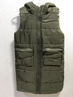 フード付き 袖なし ダウンベスト