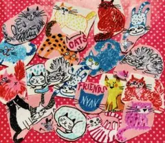 ラスト1点　おしゃれキャット　猫　カラフル　ハンドメイド布シールセット