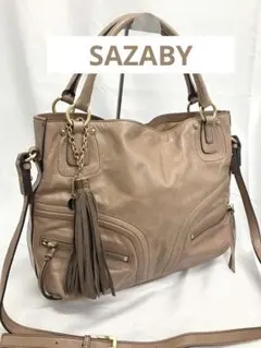 ［O8-17］SAZABY 2wayショルダーバッグ ハンドバッグ ベージュ