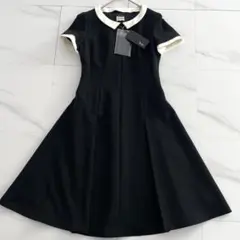 【新品タグ付】ルネ 白襟 フィット＆フレア ワンピース 2WAY 黒 34