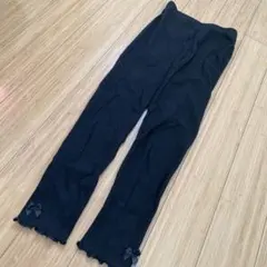 【150】黒 レギンス　リボン付き