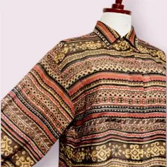 vintageヴィンテージブラウスエスニック柄シャツ総柄レトロUSA海外古着