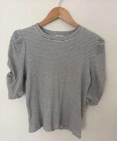 LOWRYS FARM ストライプ パフスリーブ Tシャツ