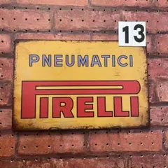 ピレリ PIRELLI 《13》レトロ ブリキ 看板 ☻