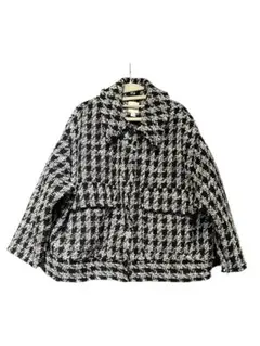 H&M ツイード風ショートジャケット モノトーン