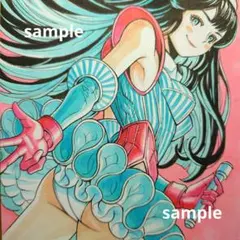 【手描きイラスト 074】オリジナル原画色紙 コピック「森高イズム継承アイドル」