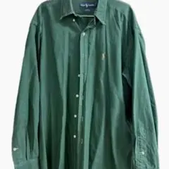 90s Ralph Lauren シャツ 緑 グリーン 古着 XXL