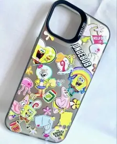 ☆新品☆iPhone14 ケース　スポンジボブ　可愛い　携帯カバー　派手　銀色