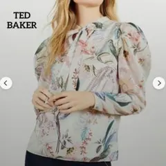 TED BAKER テッドベーカー 花柄 鳥柄 ボウタイ付き ブラウス Mのサムネイル