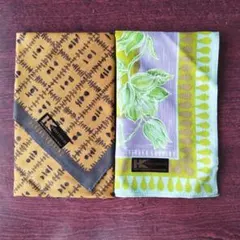 コシノヒロコ 幾何学模様と植物モチーフ ハンカチ 2枚セット