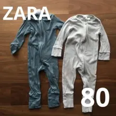 ZARA ストライプ柄 カバーオールパジャマ【80】2枚セットのサムネイル