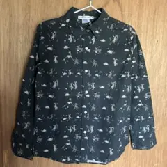 ブーミーキャプチャー　ウサギとカメ柄の長袖シャツ　綿100%たぶん婦人M グレー