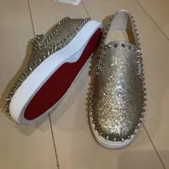 Christian Louboutin ゴールドグリッタースリッポン