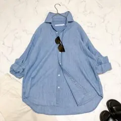 TICCA ティッカ リネン オープンカラー スキッパーシャツ ライトブルー