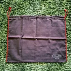 COACH ブラウン収納袋 赤い縁取り付き保存袋美品