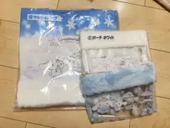 シナモロール ポーチ　マルシェバッグ　ホワイト ブルー