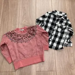 【お得な2点セット❣️】ピンクトレーナーとチェックシャツ100