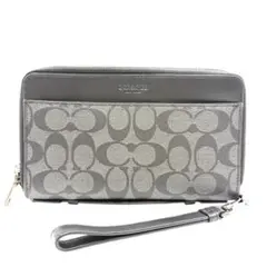COACH シグネチャー ダブルジップ 長財布 クラッチバッグ CW375