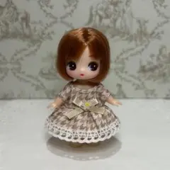ぷちリカちゃん お洋服 ワンピース 千鳥格子柄