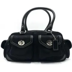 極美品● コーチ レガシー ハンドバッグ ターンロック 金具 キャンバス レザー