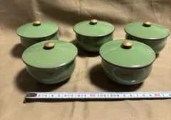 有田焼 白岳 よもぎ唐草 蓋付湯呑み 5客セット