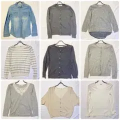 ikka レディーストップス9点まとめ売り M〜L シャツ ニット カーディガンのサムネイル