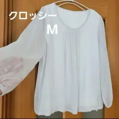 CLOSSHI クロッシー シフォンプリーツブラウス M ホワイト レース
