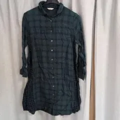 SM2 ダークグリーン チェック柄 長袖チュニック S