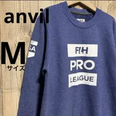 anvil アンビル 薄手裏パイル 青紫 長袖Tシャツ M